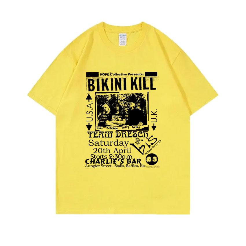 Punk Rock Band Bikini Kill Graphic Print Tshirt Unisex Women Vintage Oversized Short Sleeve Tops Tshirt Unisexs Casual Cotton T Shirt