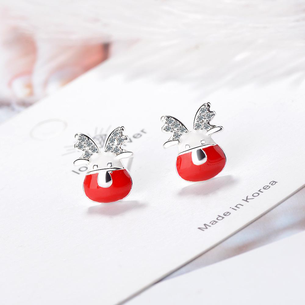

Charming Elk Snowflake Drop Glaze Stud Earrings - Versatile Korean Winter Style for Women Copper