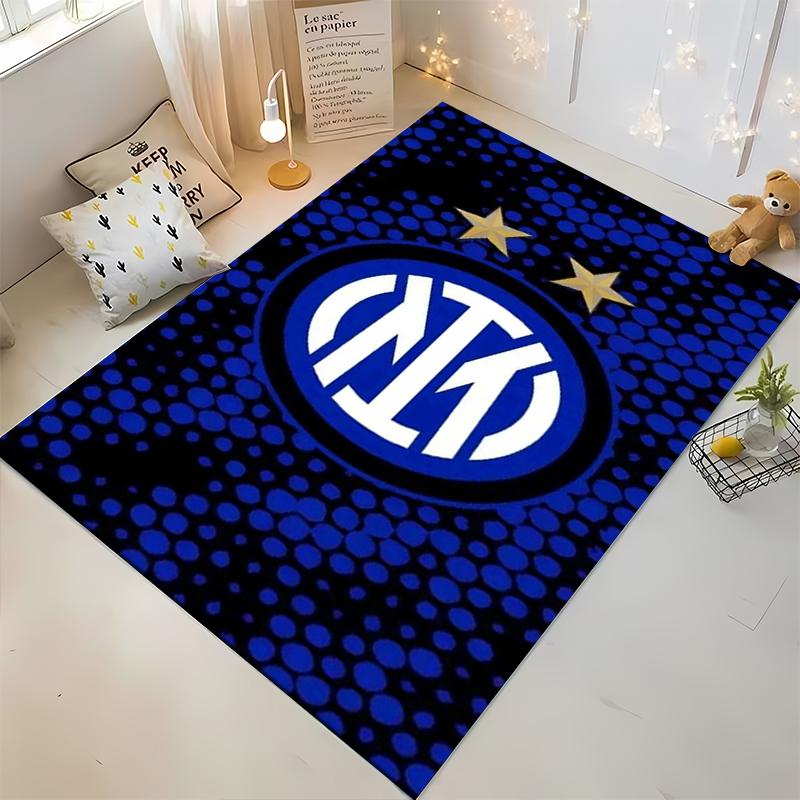 Tappeto Logo Inter Milan, Design Blu e Nero con Accenti Stellati Adatto per l'uso come antiscivolo per soggiorno camera da letto divani