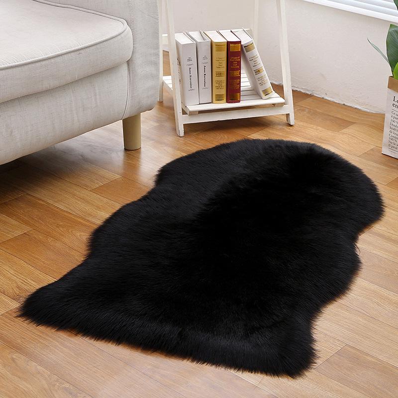 

Washable Long Hair Luxury Carpet Modern Home Decoration Living Room Bedroom Bedside Soft Faux Fur Mat Fluffy White Furry Carpets 1P 45x65cm