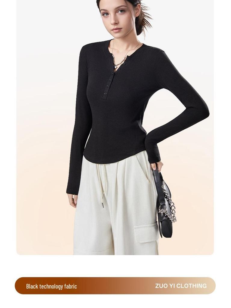 2025 A/W V-neck German Velvet Women's Slimming Long Sleeve Top with Buttons - Korean Style