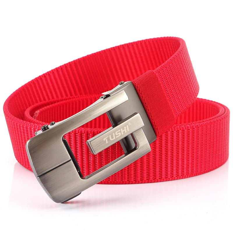 Nový pánský pásek na dojíždění s automatickou přezkou Nylonový pás, univerzální dvouvrstvý silný pás pro venkovní volný čas
