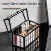 High-End Dustproof Glass Lipstick Storage Rack with Lid, Multi-Layer Design, Large Capacity for Lipstick and Lip Gloss