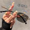 New anti-blue glasses, metal photosensitive men's flat glasses, color-changing high definition literary and retro glasses O
