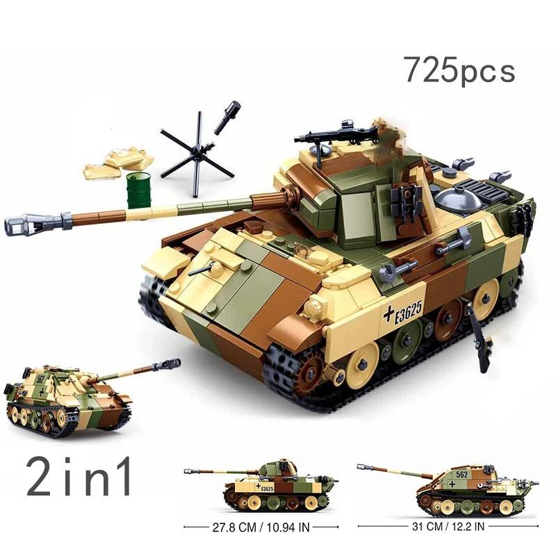 Military Vehicles Tank Sets SWAT Army City Police T34 Model Building Blocks DIY Brick Kids Toys Classic World War II WW2