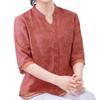 2024 Plus Size Slimming V-Neck Mid-Sleeve Casual Blouse for Moms