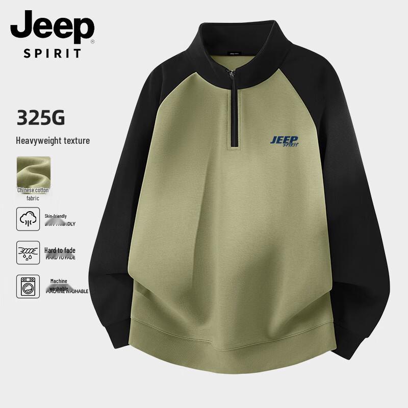 JEEP SPIRIT Men s Quarter-Zip Stand Collar Sweatshirt L
