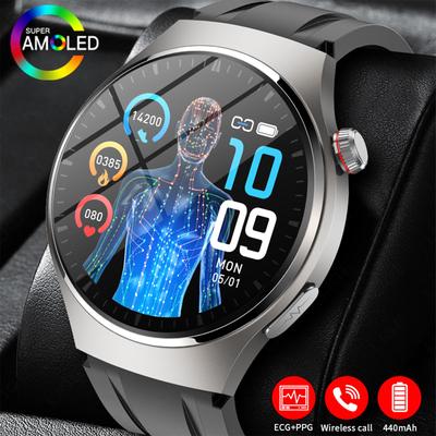 LIGE New Men Smart Watch ECG+PPG Temperature Detection Heart Rate Health Tracking Smart Bracelet AMOLED 1.43” Full Touch Bluetooth Smart Watch