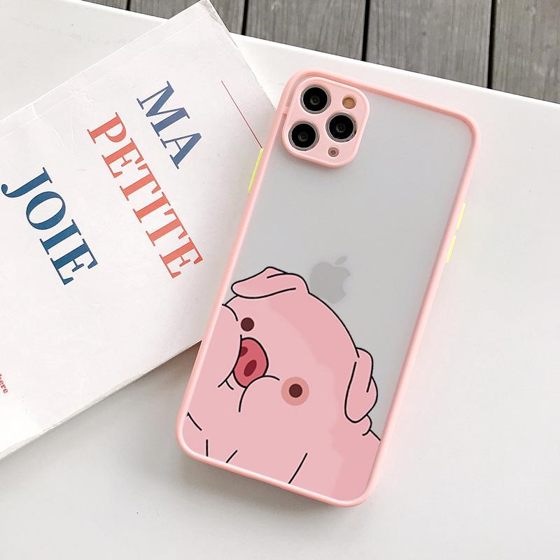 Bumper Phone Case For iPhone 16 12 11 14 13 15 Pro Max 16 7 8 Plus SE2020 X XR XS Cute Cartoon Pig Camera Protection Back Cover