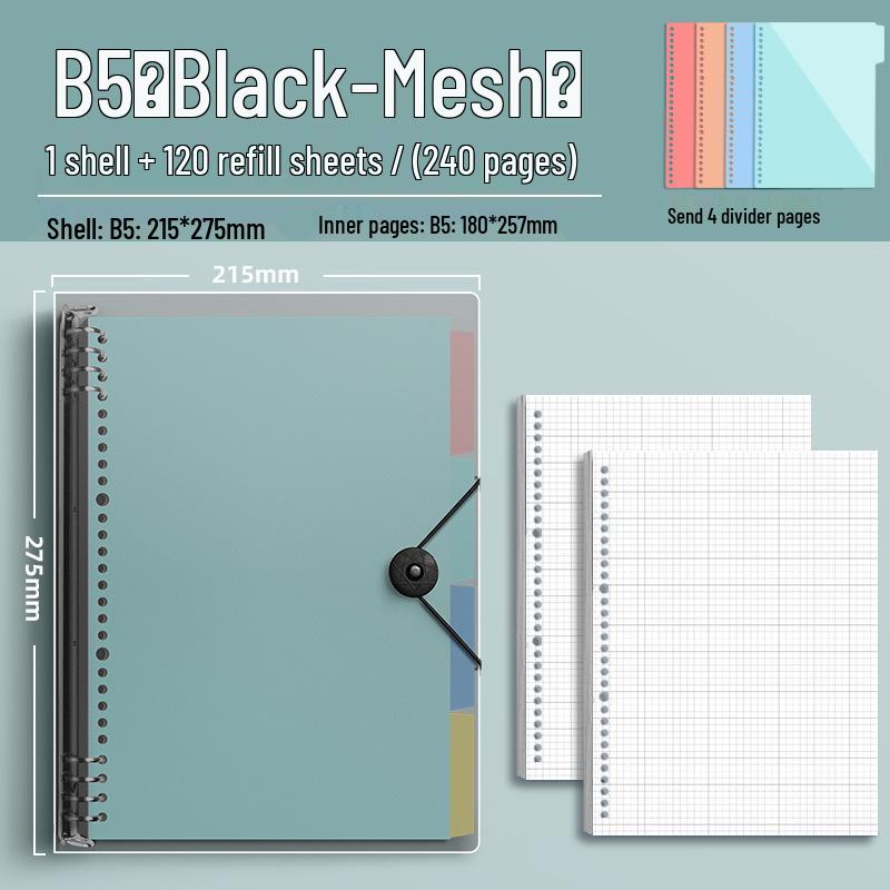 Extra Thick B5 Ring Binder Notebook with Loose-Leaf Refills - Comfortable for Hands, Perfect for Students