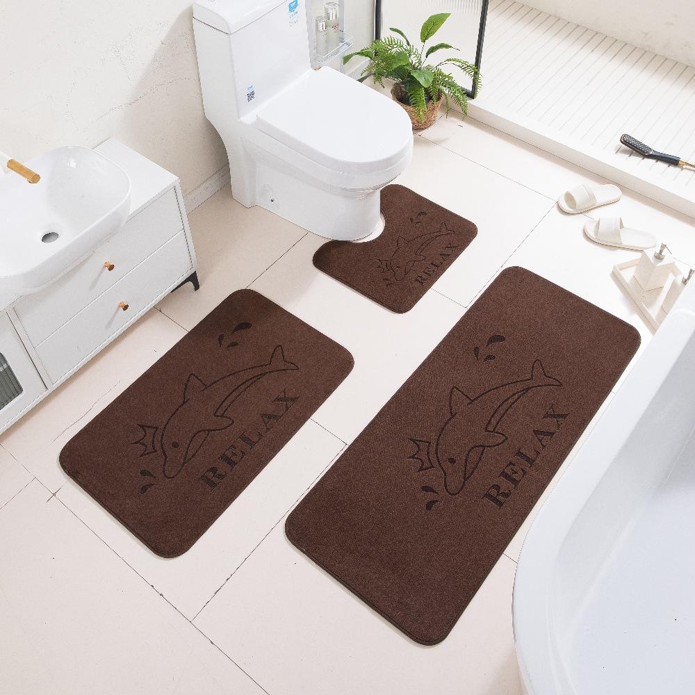 3D Carved Three-Dimensional Bathroom Floor Mat Toilet Three-Piece Non-Slip Absorbent Carpet