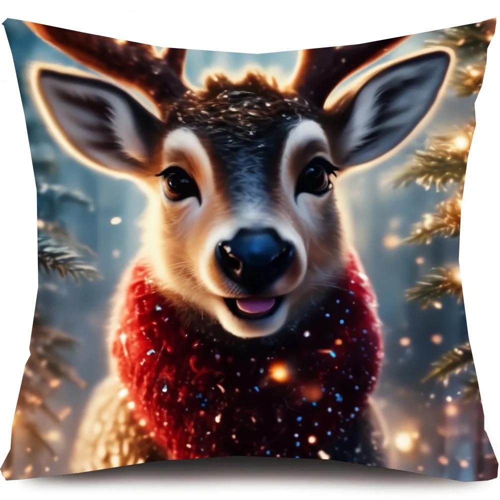 Weihnachts-Hirsch Kissenbezug Kissenbezug Sofakissenbezug Zimmer Heimdekoration