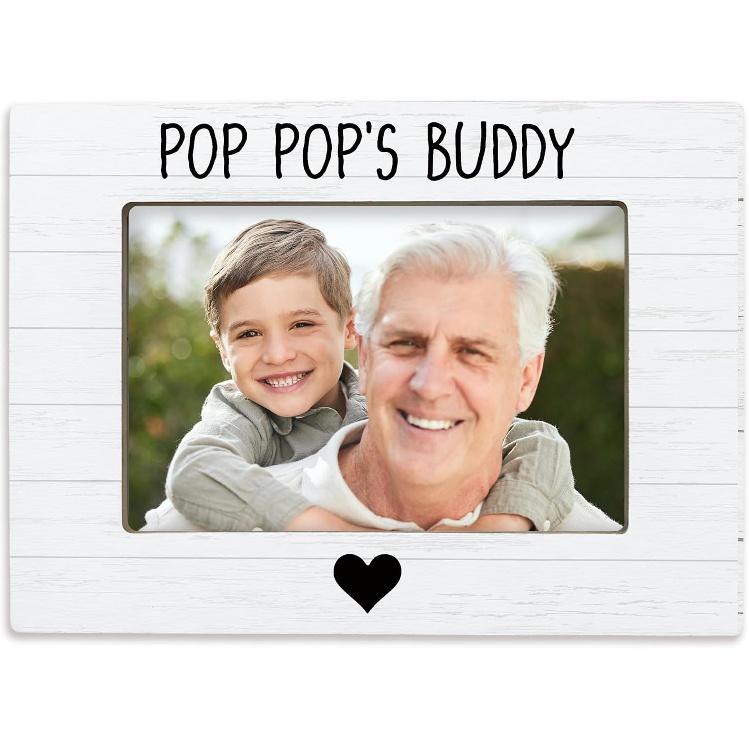 Pop Pop Gifts Grandpa Gift 4x6 Picture Frame, Grandpa Gifts from Grandkids Grandson Photo Frame, Fathers Day Gift, Best Pop Pop Wooden Picture Frames