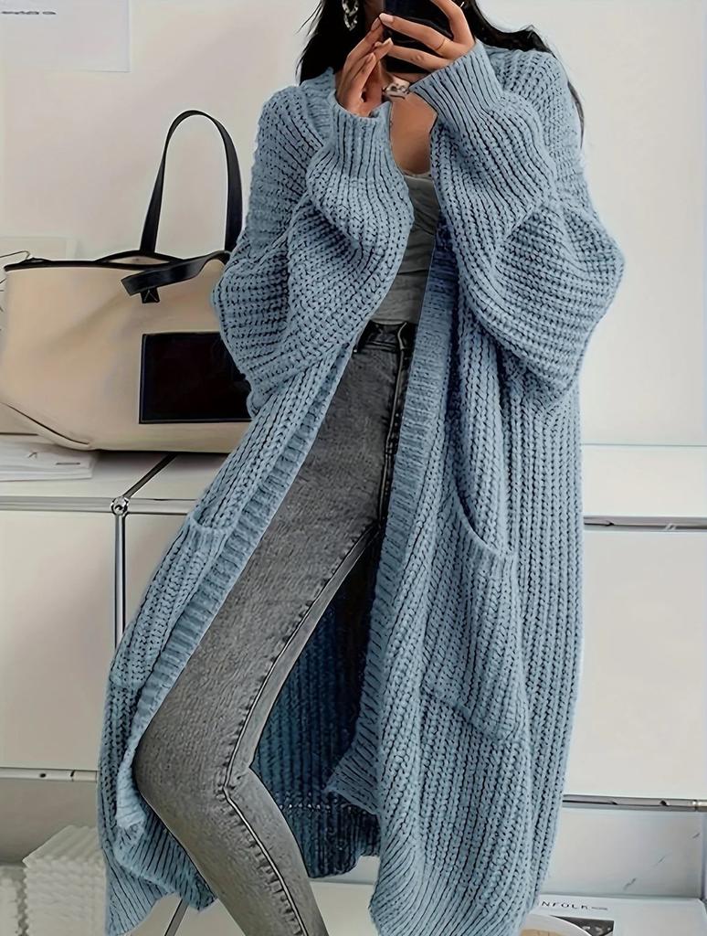 European and American Style Long Over-the-Knee Sweater Cardigan for Women, New Autumn/Winter Lazy Loose Thickened Knit Jacket for Women. Trendy