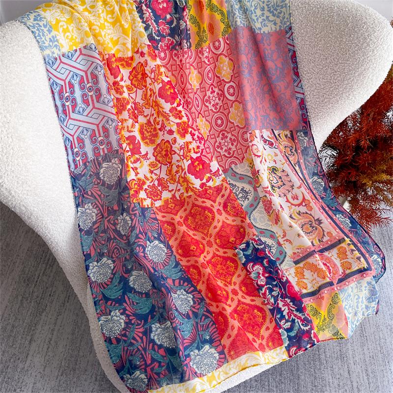 Spring and Summer New Flowers Pattern Cotton Linen Scarf for Women Autumn Warm Soft Shawls Muslim Hijab Poncho Echarpe Stoles