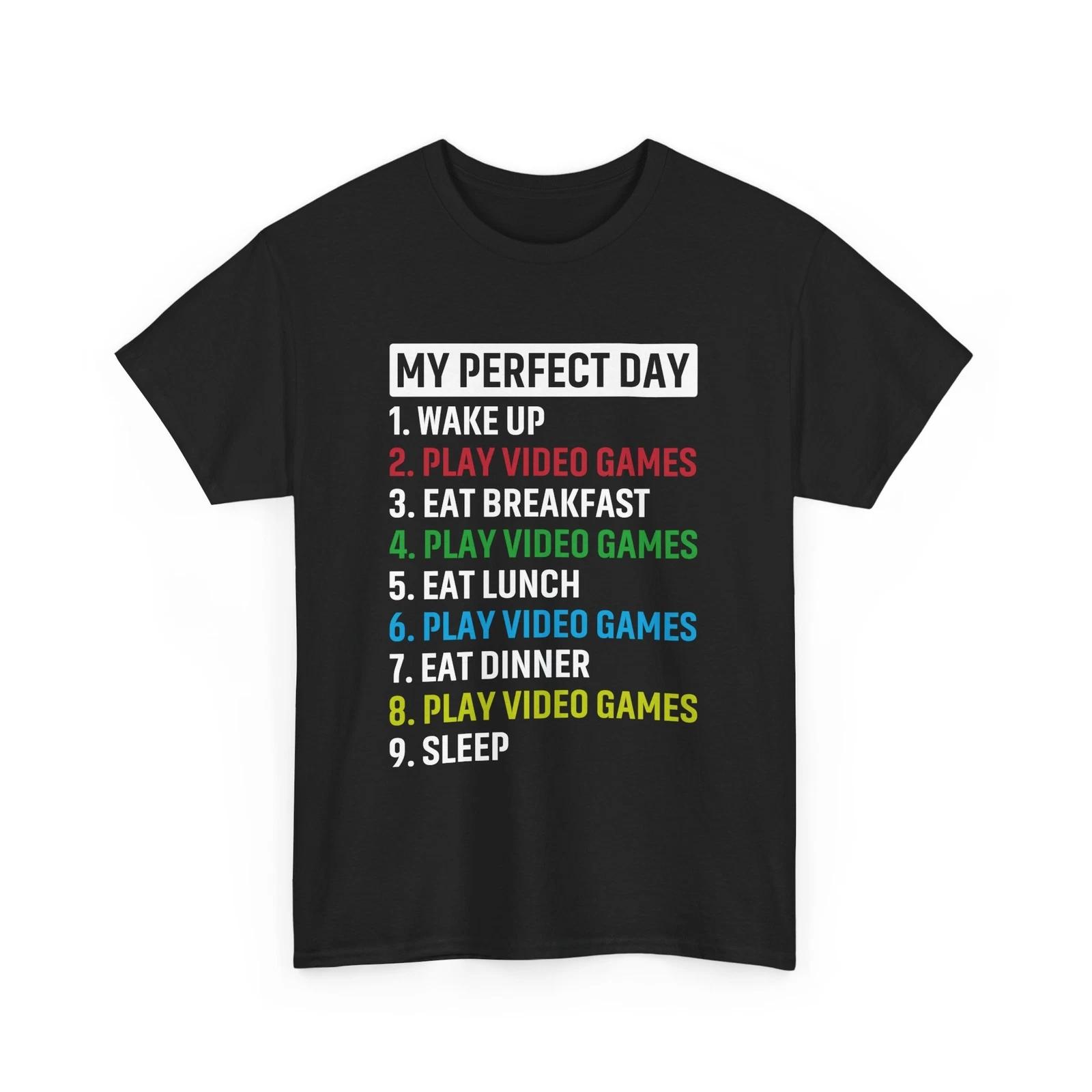 Gamer Perfect Day T-Shirt | Retro Gamer Tee | Geek Graphic Shirt 2XL