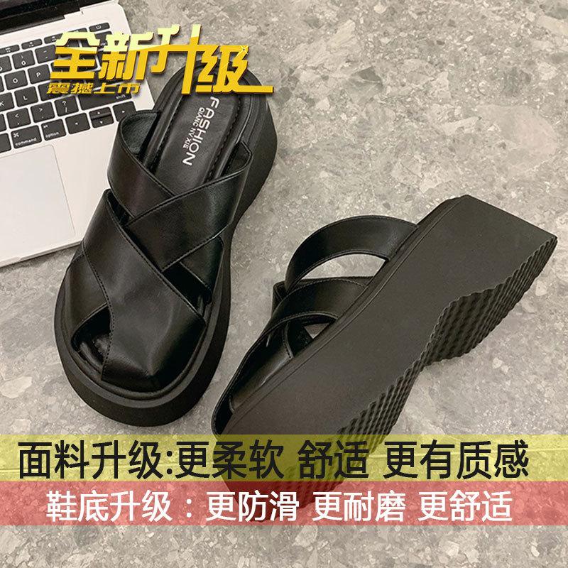 High-end bag head half slippers women's 2025 new summer fashion sandals versatile muffin thick-soled cool slippers
