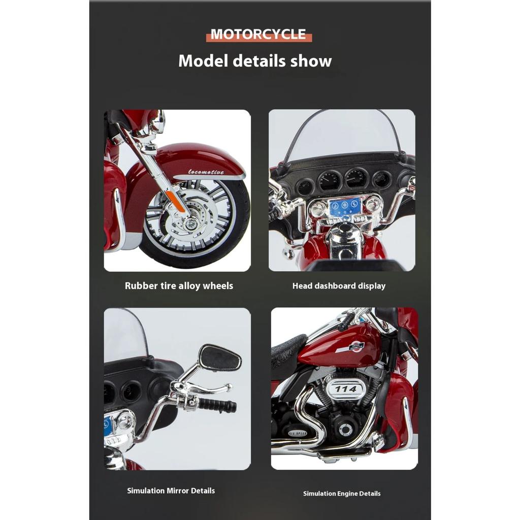 1/9 Scale Harley Davidson TRI GLIDE ULTRA Luxury Tricycle Alloy Diecast Model Motorcycle  Sound & Light  Holiday Gifts for Boyfriend