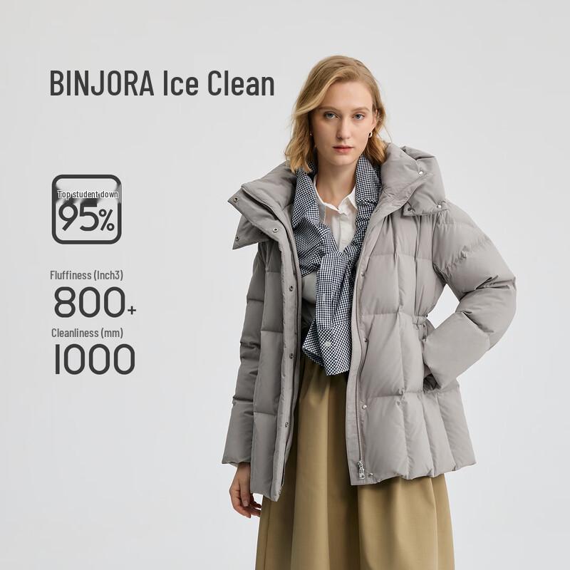 BINJORA Women's 2025 Winter Detachable Hood 95% Duck Down Puffer Jacket J5400DI60