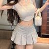 Sexy Low-Waist Minirock in Unifarben mit Falten für Damen - Anti-Exposure, Ultracurz, Frühling/Sommer Stil