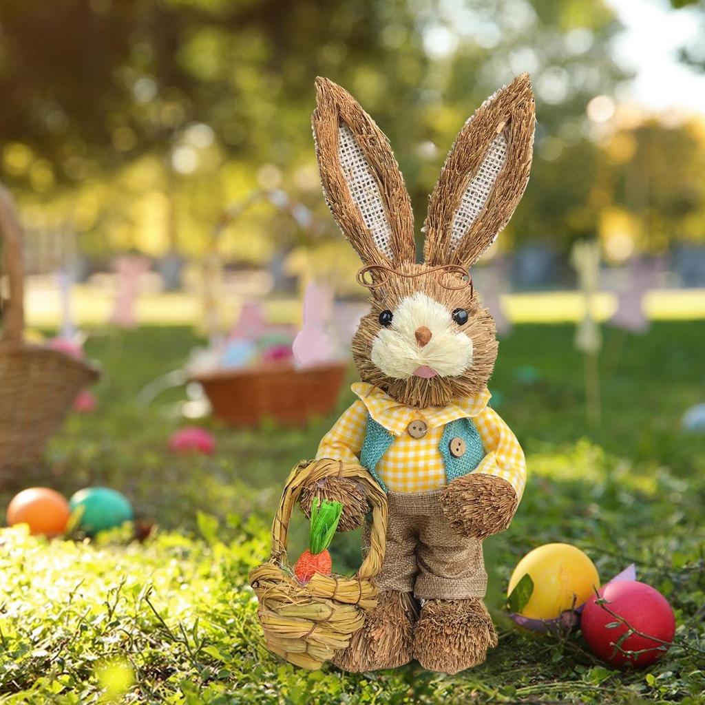 Easter Figurine Bunny Statue Crafts for Farmhouse Outdoor Decoration