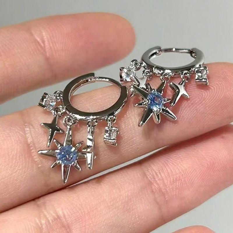 1 para eleganckich i efektownych kolczyków w kształcie gwiazdy czteroramiennej, odpowiednich dla kobiet do noszenia na każdą okazję