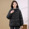 Mom's Lightweight White Duck Down Winter Jacket - Stand Collar, Loose Fit, Warm Fashion Coat for Middle-Aged Women