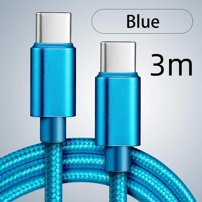 66W 5A Nylon 1/2/3Meters Usb C To Type C Fast Charging Cable For Mosr Mobile Phone Charging Cable