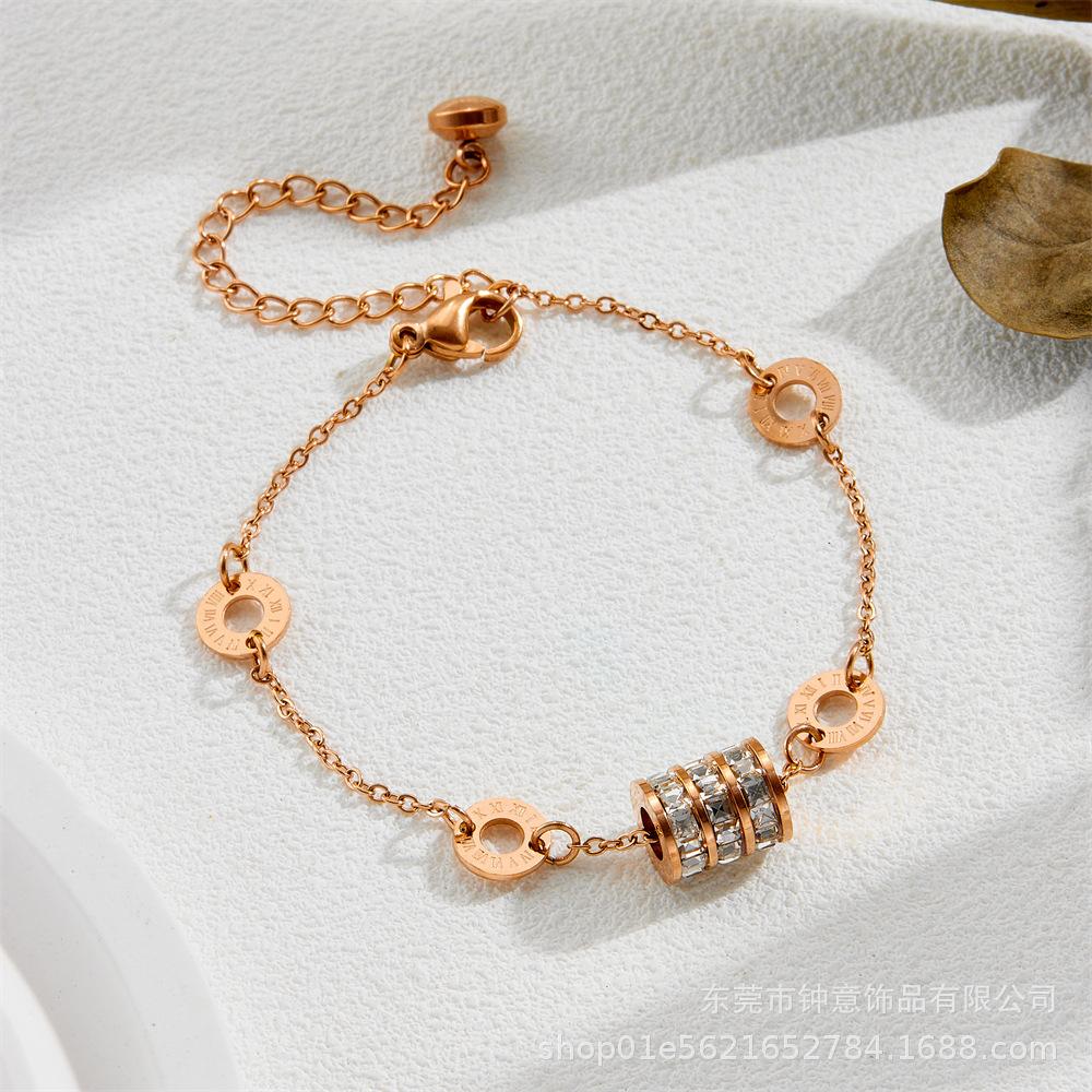 

Popular Roman Numeral Waist Titanium Steel Women s Bracelet - Gold/Rose Gold, Non-Fading, Stylish Jewelry Gold Bracelet