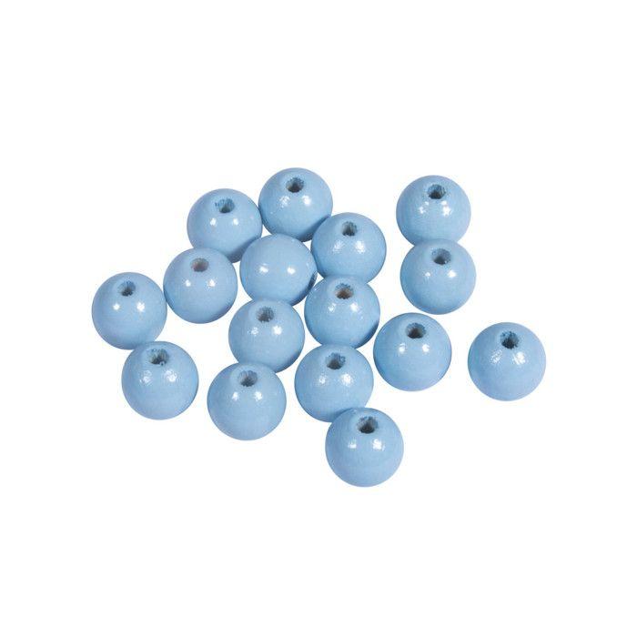 FSC 100% Wooden Beads, Polished, 10mm Ø, Pastel Blue, 52 Pieces