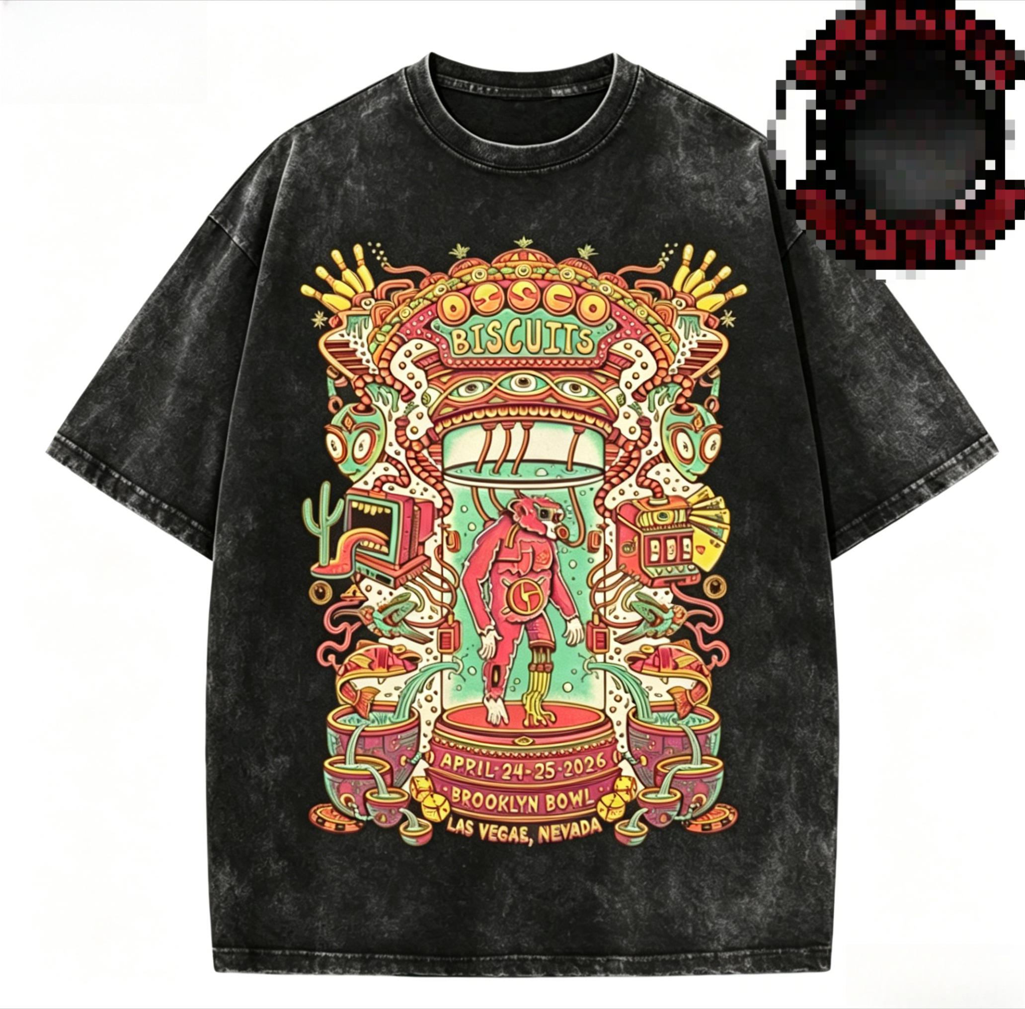 New Cotton Summer for Mens Tshirt Las Vegas Brooklyn Bowl Tour T Shirt Psychedelic Retro Art Concert Streetwear Festival 2XL