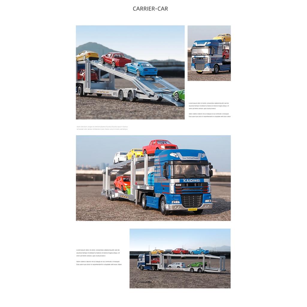 1/50 Alloy Double Deck Flatbed Trailer Model Diecast Metal Heavy Semi Trailer Transport Vehicle Truck Car Model Simulation Kids Gifts