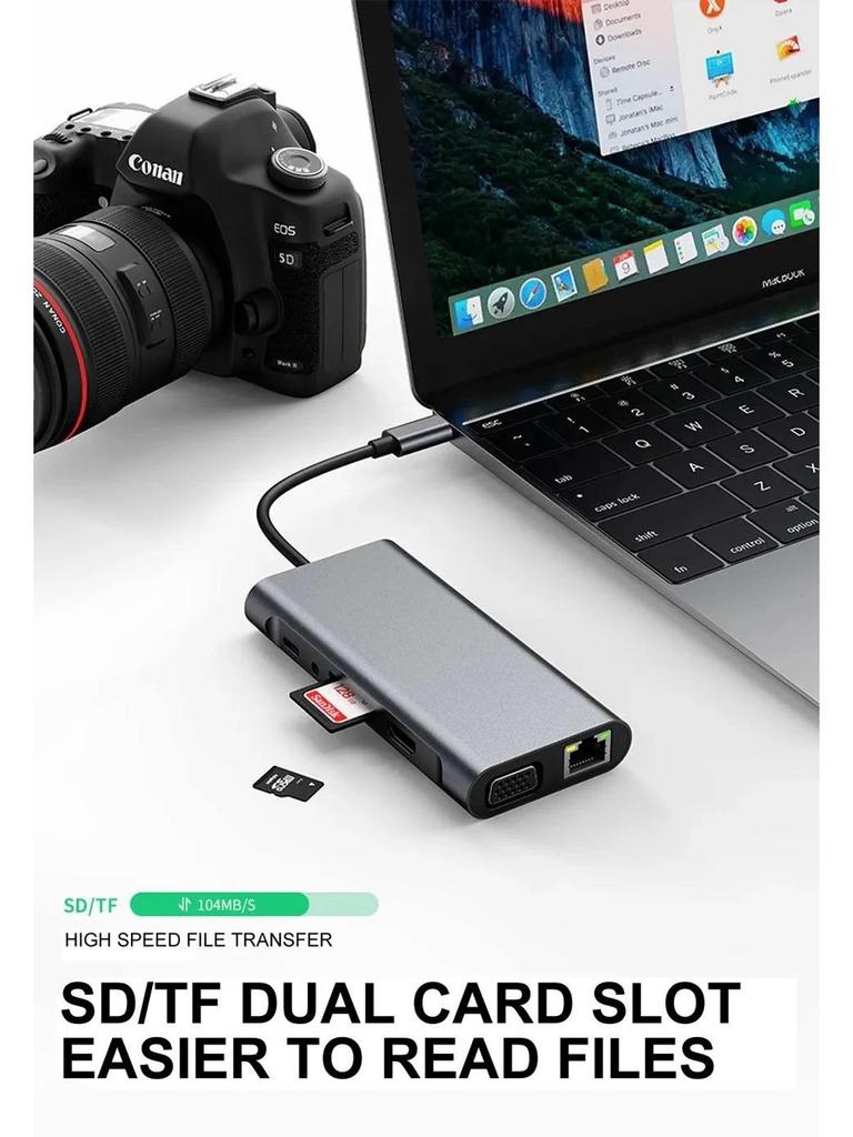 11-in-1 Multi-Function Type-C Expansion Dock for Mobile Phones, Tablets, and Game Consoles