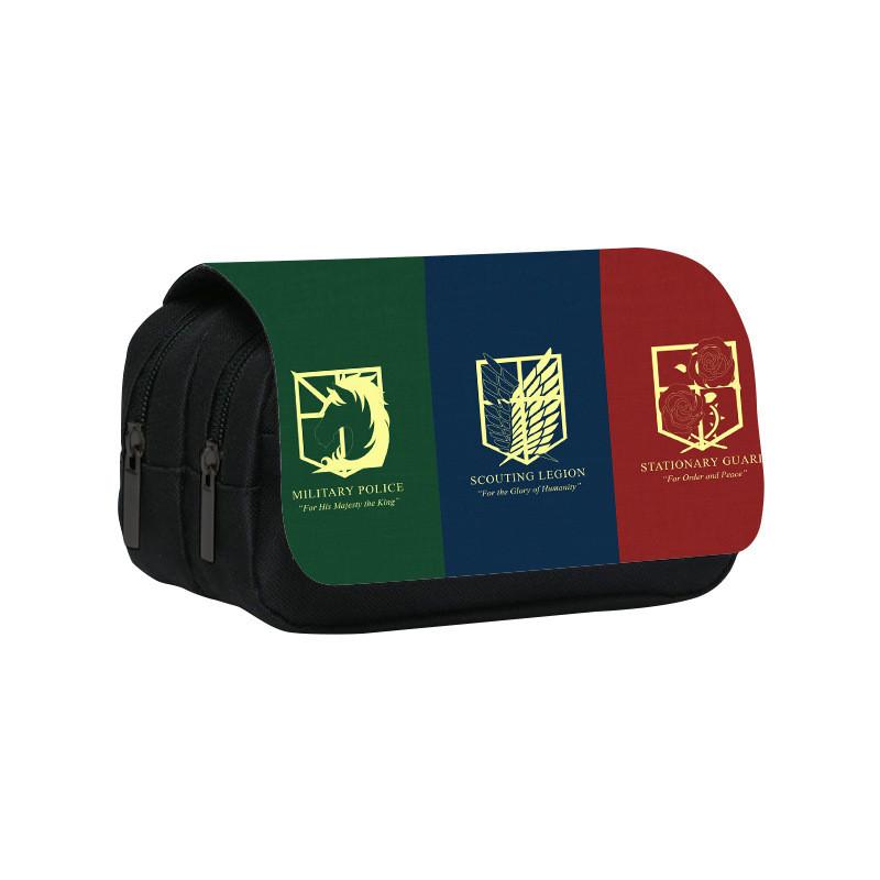 Attack Titan On Anime Pattern Student Double Layer Flip Cover Bag Stationery