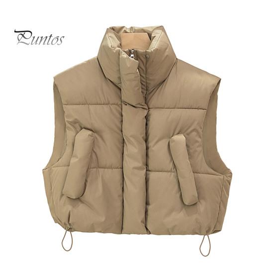 

Женский толстый теплый жилет осень-зима застежка-молния свободная куртка с карманами ветрозащитный стоячий воротник жилет для повседневной носки свиданий улица офис M хаки