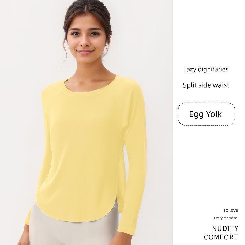 

Spring and Summer Breathable Quick-Drying Top Sports Long T-shirt Women s Loose Long Sleeves Running Tops Workout Clothes Yoga Workout Clothes Egg Yolk S/M