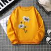 Women's Autumn Flower Print Round Neck Hoodie Ladies Oversized Casual Long Sleeved Pullover Tops