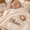Personalized Baby Knit Blanket With Name, Custom Embroidered Cotton Baby Blanket, Newborn Baby Shower Gift, Nursery Keepsake Blanket