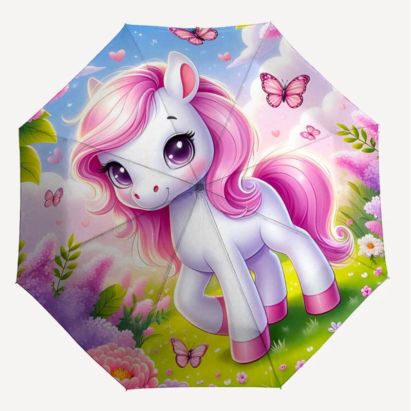 1PC Unicorn Fantasy Umbrella-8-Rib Reinforced Portable Folding Travel Suitable for All Seasons Outdoor Daily Use-J320