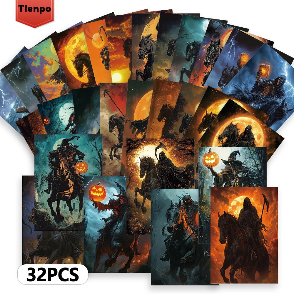 32pcs, Headless Horseman Postcard, Dark Series, Birthday/Anniversary Gift, Collectible, Suitable for Gifting, Can be Mailed.