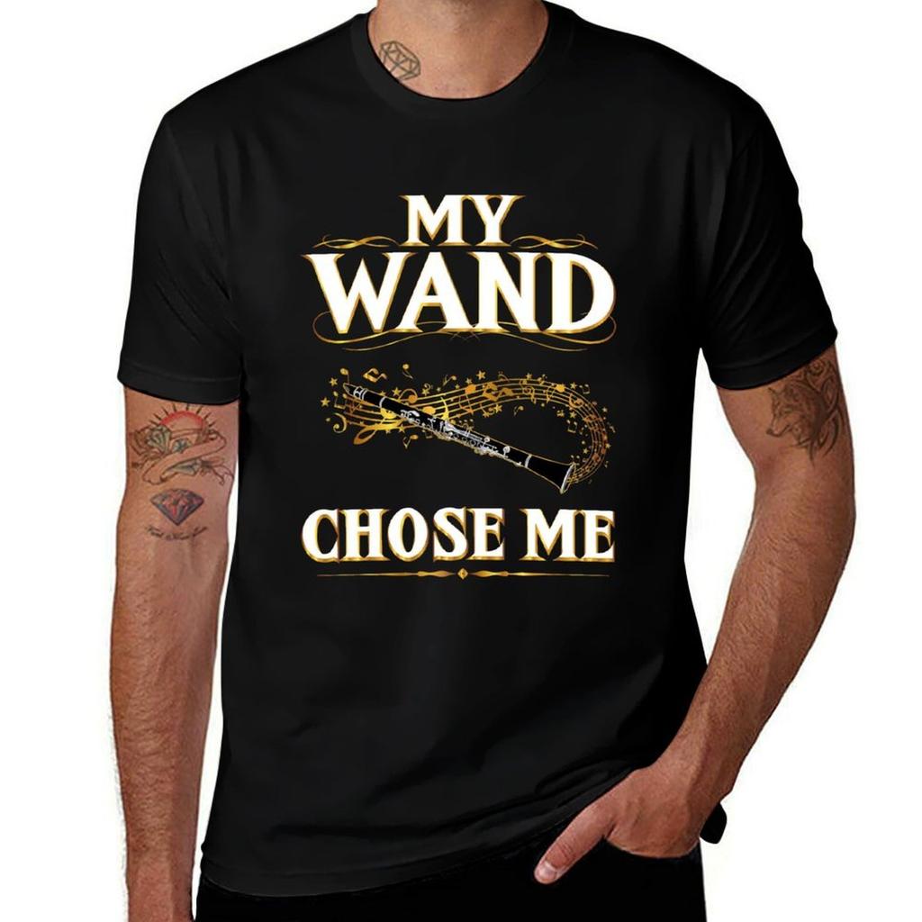 My Wand Chose Me Funny Clarinet Music Player Gift Tshirt Casual Basic Short Sleeve Tshirt