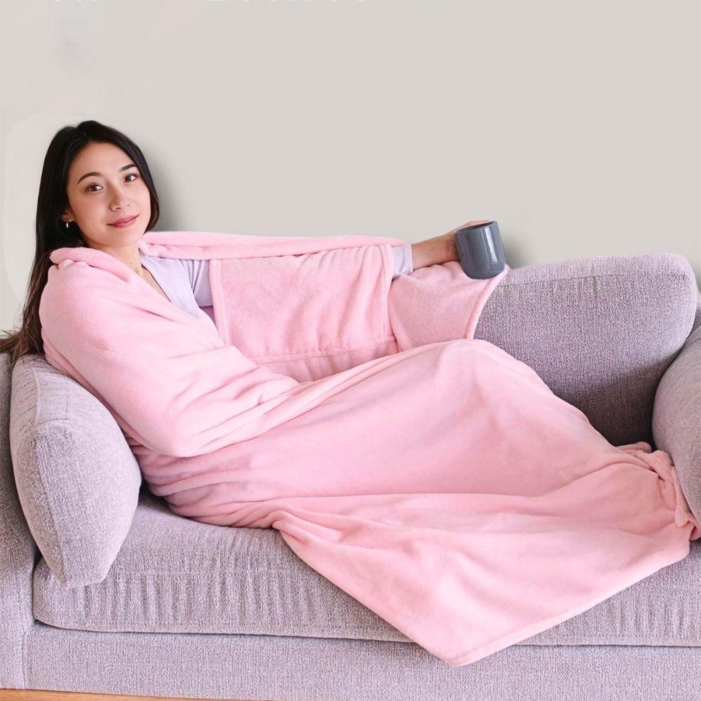 Cloak Flannel Winter Wearable Blanket Thickened Warm Sofa Throw Blanket Plush Soft Office Nap Blanket Winter