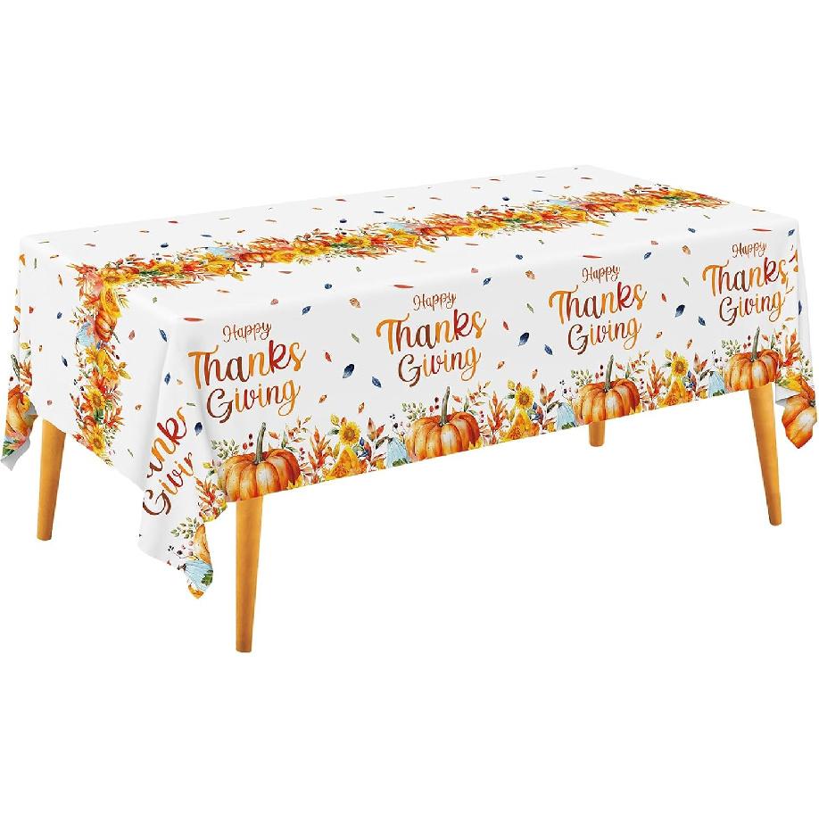 Gatherfun Fall Thanksgiving Party Supplies - 2 Pack Disposable Plastic Tablecloth, 54”x108” Table Cover Ideal for Autumn and Thanksgiving Party