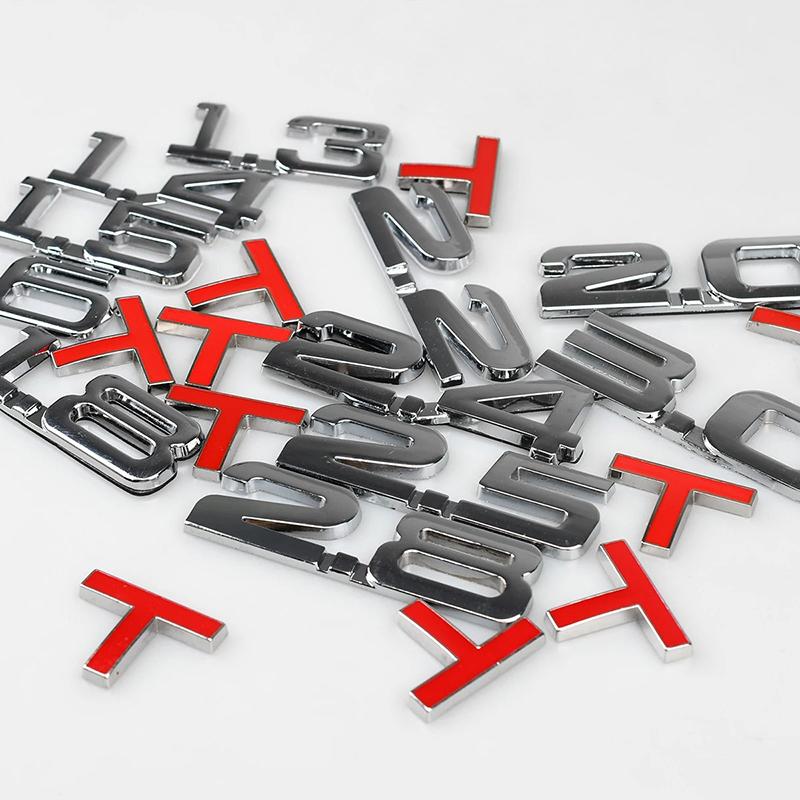 3D Metal Car Trunk Engine Displacement Emblem Badge Decal Stickers 1.3T 1.4T 1.5T 1.6T 1.8T 2.0T 2.2T 2.4T 2.5T 2.8T 3.0T Logo