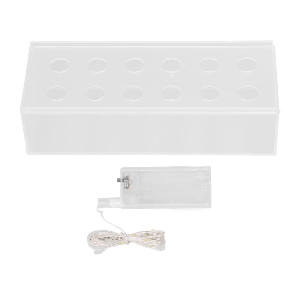 12 Holes Rectangular Flowers Vase With LED Light Clear Acrylic Modern Vases Long Floral Centerpiece