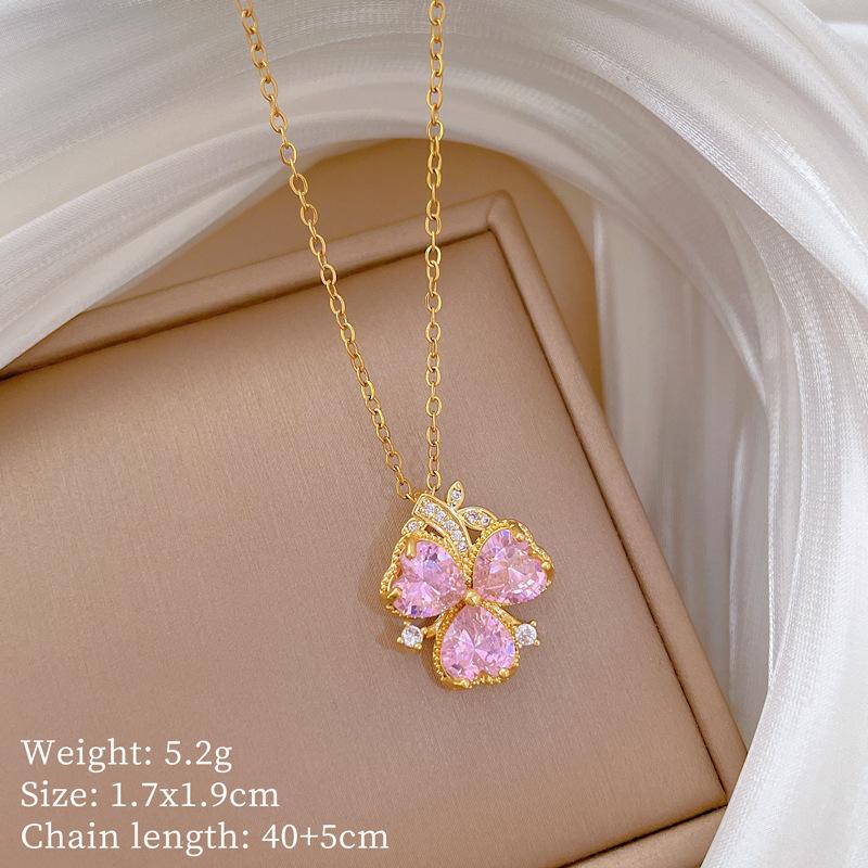 Multi-Element Style Copper Micro-Inlaid Necklace Combination Female Real Gold Electroplated Exquisite Collarbone Chain