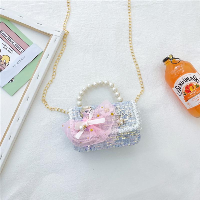 Charming Cartoon Princess Sequin Handbag Cute Mini Purse For Girls Pu Leather