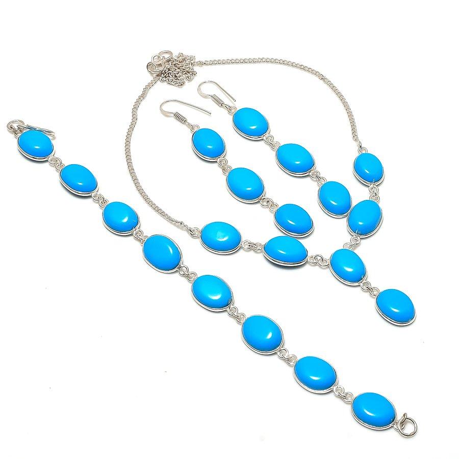 Натуральный драгоценный камень бирюза Аризоны 925 пробы стерлингового серебра Ювелирное изделие Ожерелье 18  ASN-6062