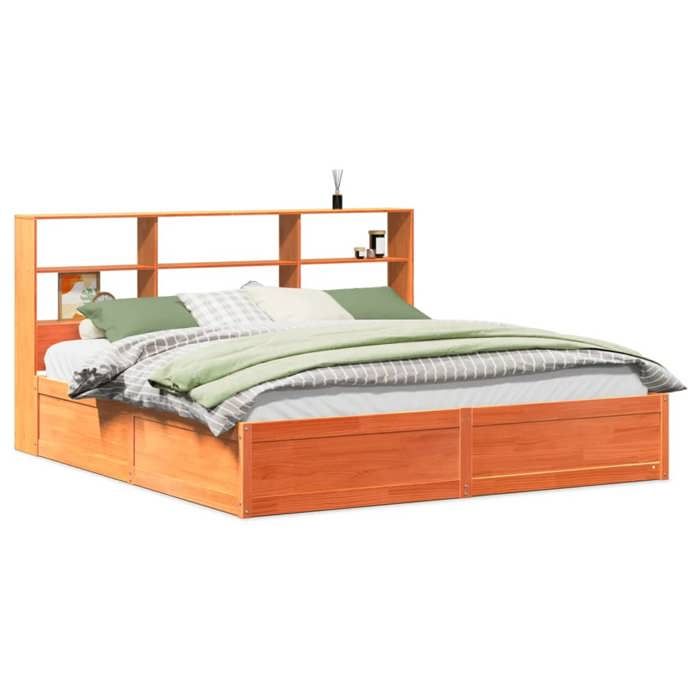 VidaXL Cadre de lit sans matelas cire marron 180x200cm bois pin massif, lit, cadre de lit en bois massif, meuble de chambre 3323448