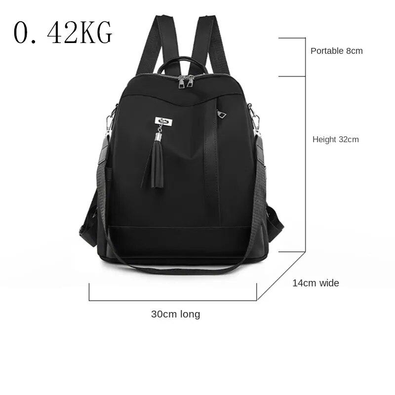 New Large Capacity Simple Style Casual Mochila Travel Women Design Tassel Backpack Waterproof Fabric Large Female Shoulder Bag